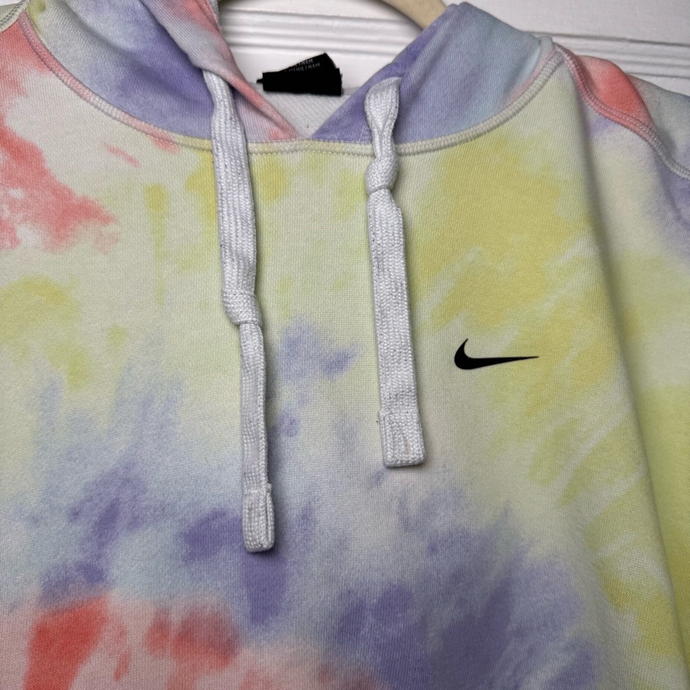 Nike Women’s Pastel Tie-Dye Hoodie Multicolor Boxy Cropped Large - Picture 5 of 11